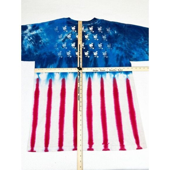 Vintage 90s Sundog T-Shirt XXL Tie Dye American Flag Skull Single Stitch - Picture 7 of 9